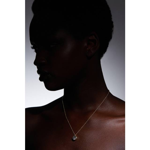 14kt Gold Plated Hand Set European Crystal Solitaire Pendant - Silver
