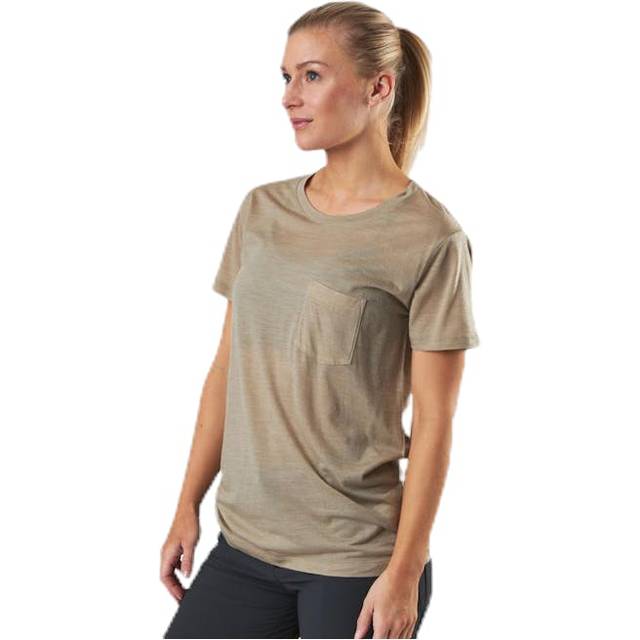 Icebreaker Nature Dye Drayden SS Pocket Crewe Top Women - Almond (S)