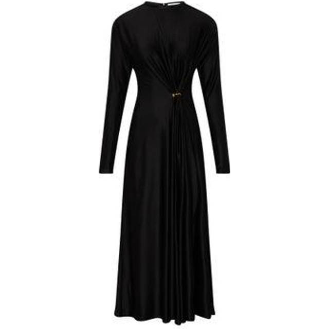 Long-Sleeve Gathered Midi Dress in Black - 38 FR