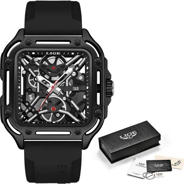 (all black) LIGE Brand Quartz Watches For Women Luxury White Watches Ladies Dress