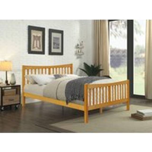 Solid Wooden Country Style Bed Frame - Light Brown - Single