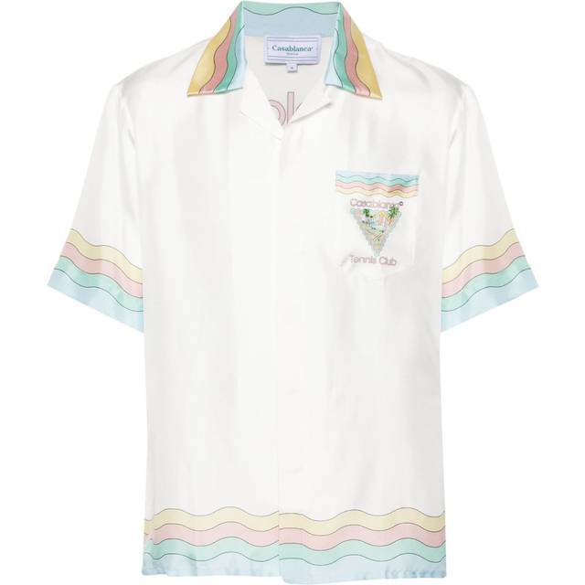 Casablanca - cuban-collar silk shirt - men - Silk - S - White