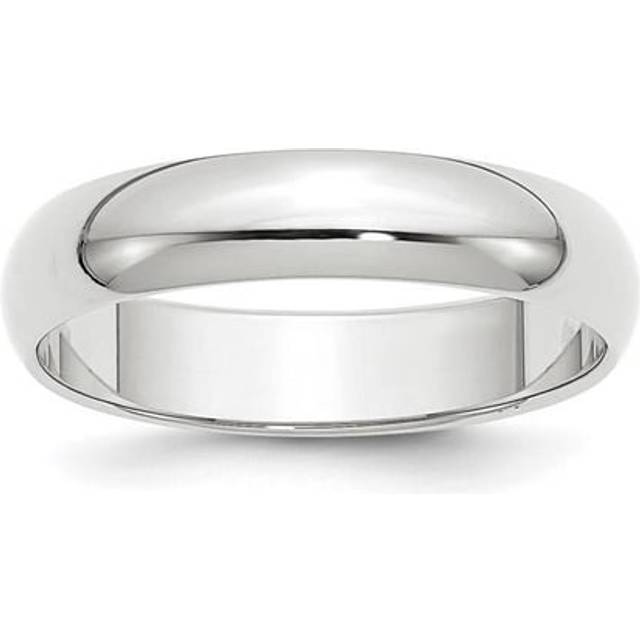 14K 5mm White Gold Half-Round Wedding Band - Size 12