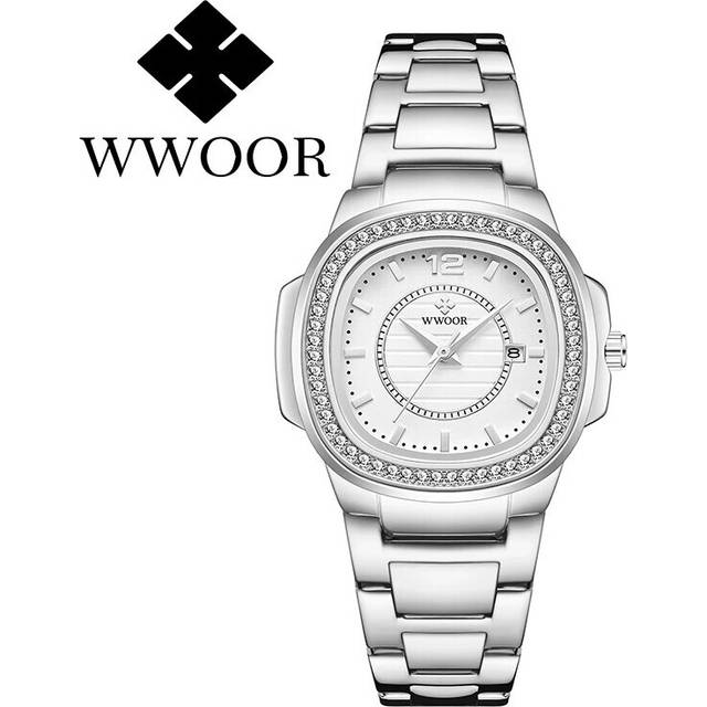 (white) Japanese Quartz Movement WWOOR Brand Pink Ladies   Watches Famous Luxury