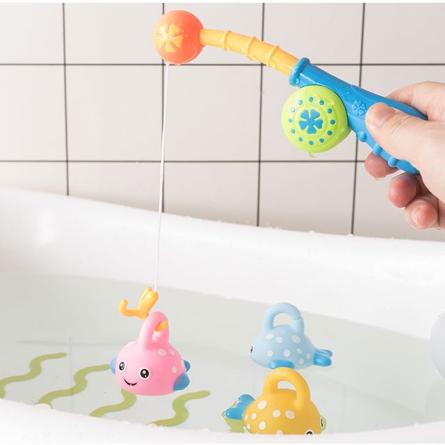 Bath Toys for Toddlers Shower Fishing Game Bathtub Toy, Colorful Floating Fish with Rod Pole Set Water Table