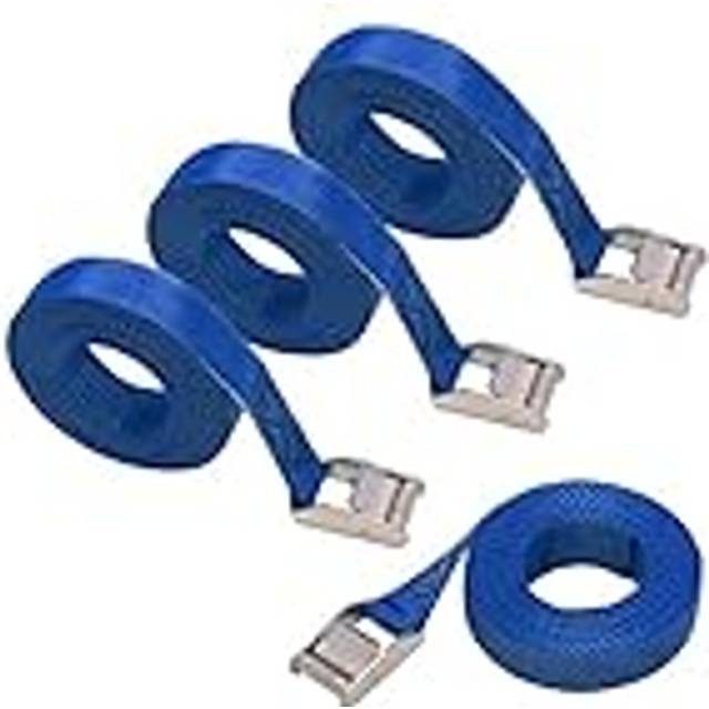 Tie-Down Ratchet Straps, 2.5M Long, 25mm Wide, 150kg Load Capacity - Blue (4-Pack)