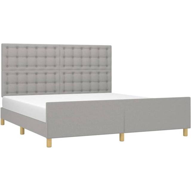 sengeramme med sengegavl 180x200 cm stof lysegrå