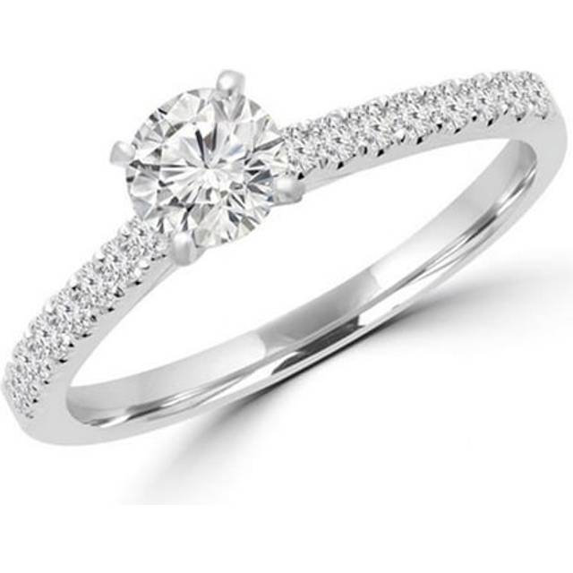 Majesty Diamonds MD160335-7.25 0.75 CTW Round Brilliant Diamond Multi Stone Engagement Ring in 18K White Gold, Size 7.25
