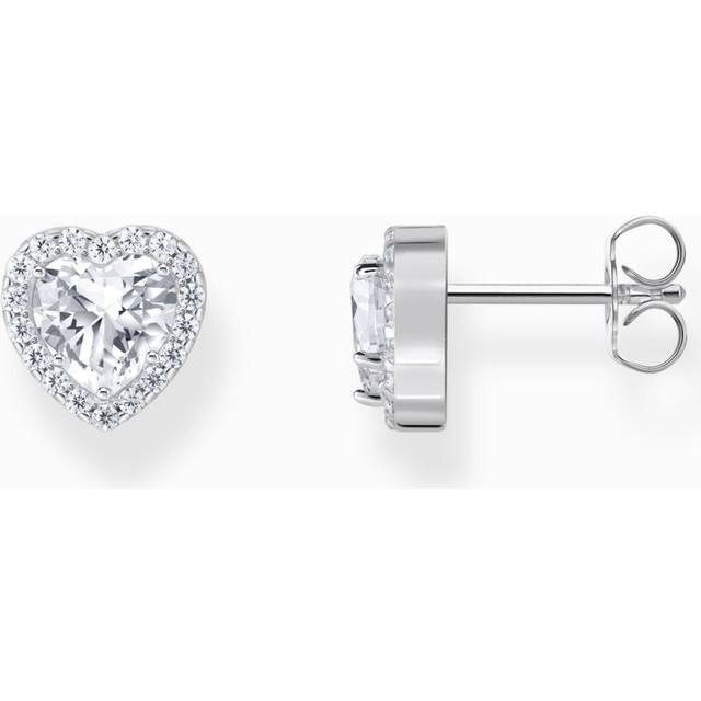 THOMAS SABO Essentials Cubic Zirconia Heart Stud Earrings, Silver