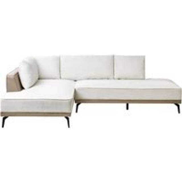 Beliani Right Hand Modular Fabric Corner Sofa Off-white Myken, White