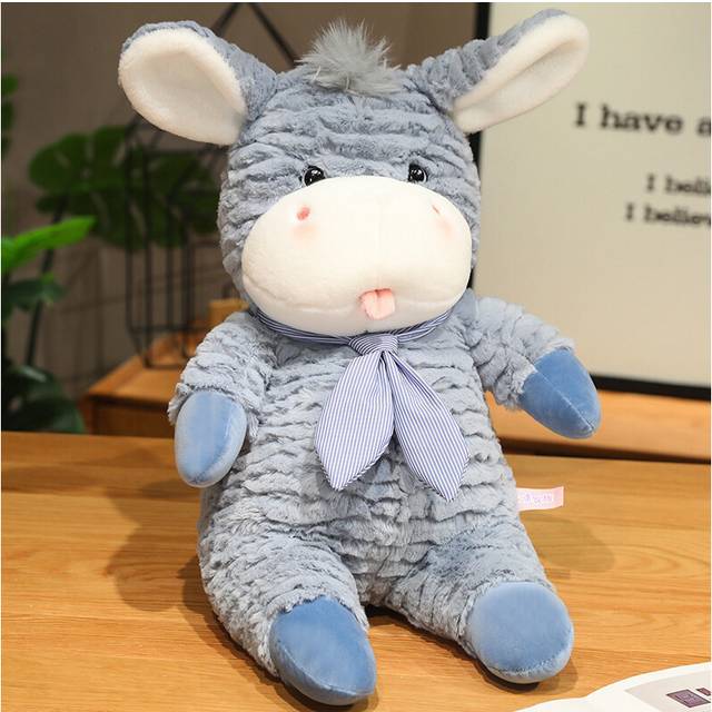 (Blue , 65cm/25.59in) Plush Donkey Toy Stuffed Animal Bow Ties Doll Bedroom Decor Pp Cotton Filling
