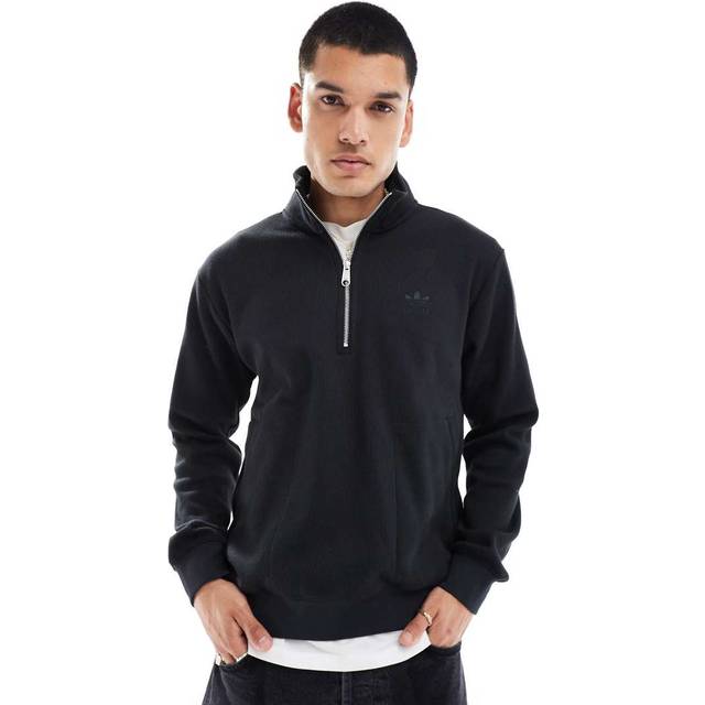 adidas Originals Mens Trefoil Essentials 1/2 Zip - Black, Black, Size S, Men