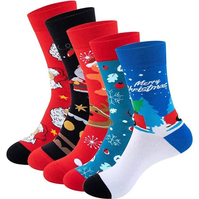 Christmas Socks Ladies Fun Festive Crew Casual Socks Unisex Cotton Warm Funny Holiday Adult Novelty Sock