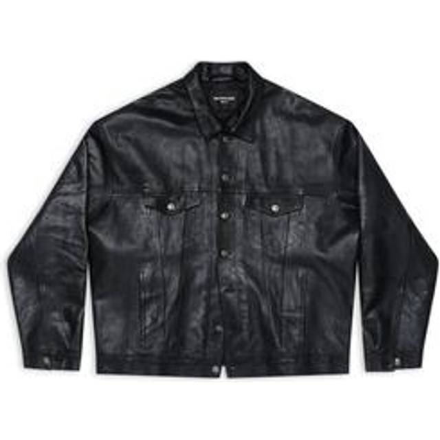 Balenciaga - Oversized Full-Grain Leather Trucker Jacket - Men - Black - XS