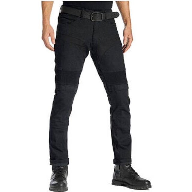 (38 (Short Leg)) Pando Moto Karldo Kev 01 Summer Riding Denim Jeans Black
