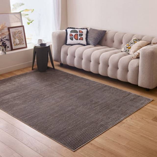 Area Rugs for Living Room Bedroom Kitchen with Modern Striped Design in Grey Cream Beige 6010 - 120cm x 170cm