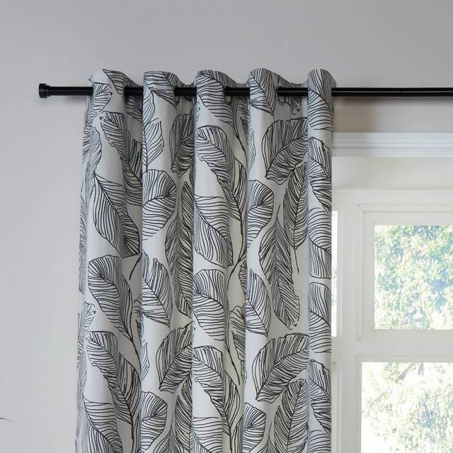 'Matteo' 100% Cotton Light Filtering Pair of Eyelet Curtains - Black - 168cm width x 183cm drop