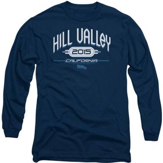 Trevco Sportswear UNI384-AL-3 Back to the Future II Hill Valley 2015 Adult Long Sleeve T-Shirt, Navy - Large