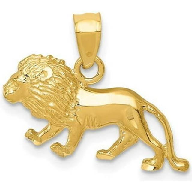 14K Yellow Gold Diamond-Cut Lion Pendant