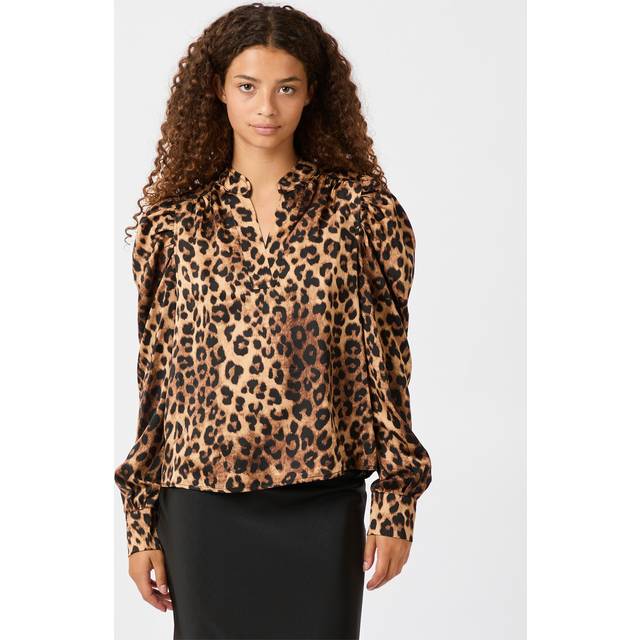 Neo Noir Rosslyn Leo Blouse Dam Långärmade Blusar Stl. 40 - Från Magasin - Leopard (40)