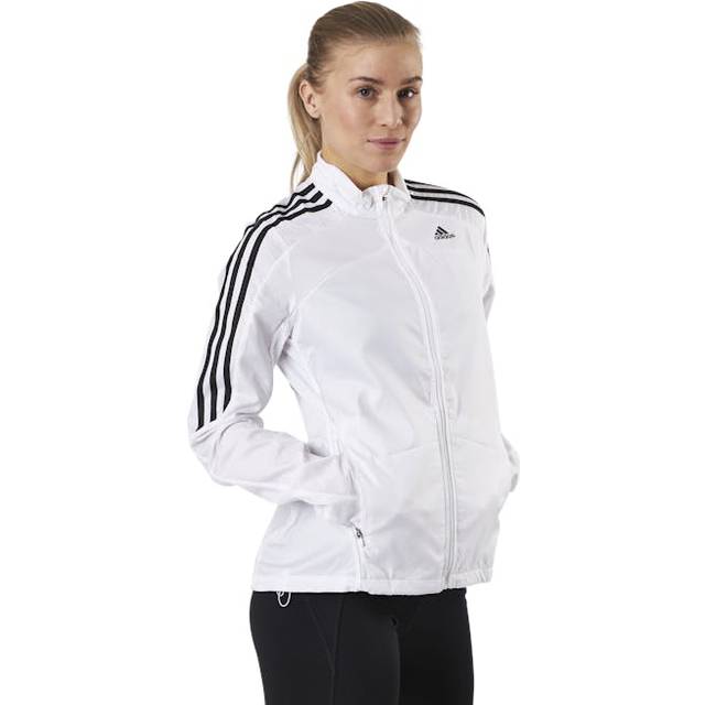 adidas Performance Womens Marathon 3-Stripes Jacket - White Recycled Material - Size Small