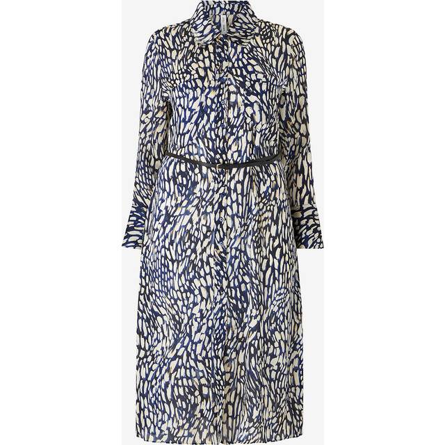 Mango Satin Wrap Midi Dress - Blue/White - 18-20