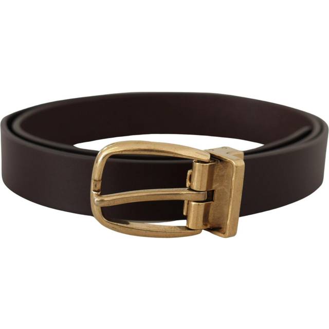 Dolce & gabbana Dark Brown Calf Leather Gold Tone Metal Buckle - 85 cm / 34 Inches