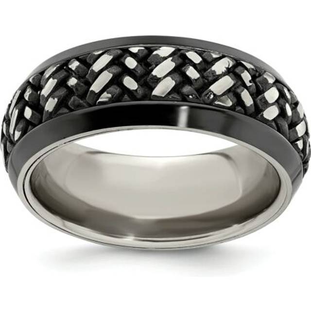 Edward mirell black ti titanium 9mm stack inlay beveled wedding band size 8 - 13