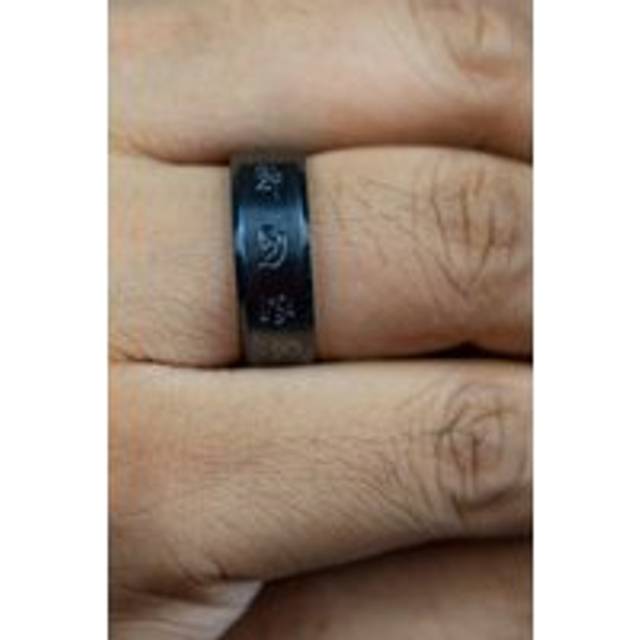 8mm Black Buddhist Tibetan Non-Spinner Prayer Male Prayer Ring - 7