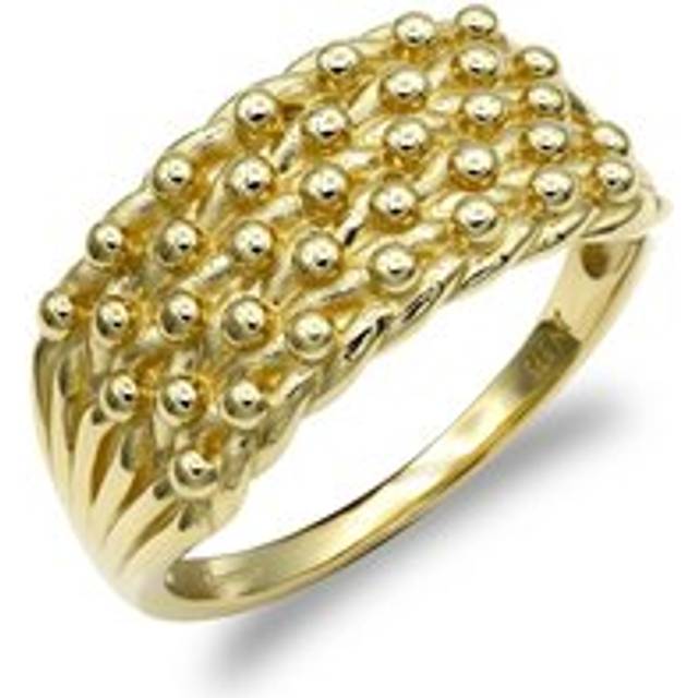 (V) Jewelco London Men's Solid Hallmarked Gold-plated 925 Sterling Silver 5 Row Keeper Rope Edge Ring 10mm - ARN130
