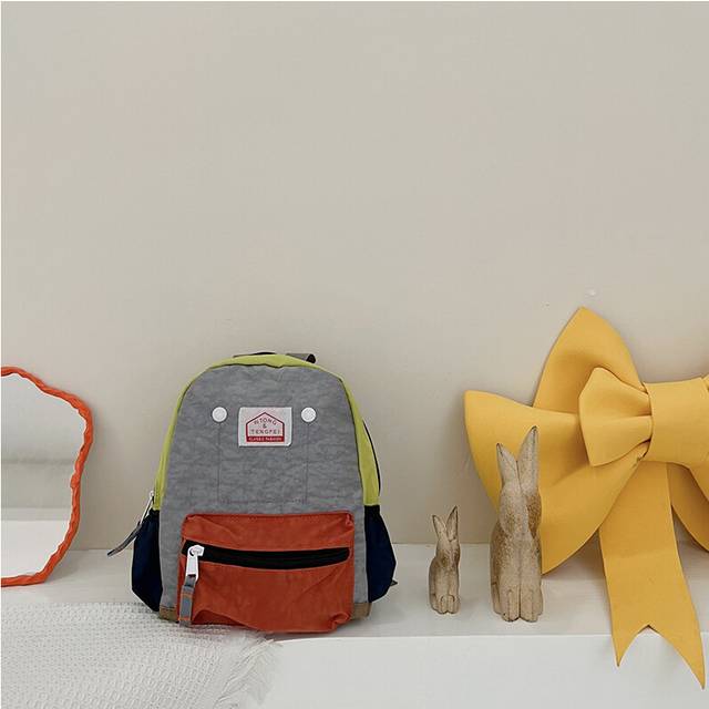 (Small Orange) Kids Chic Canvas Backpack Fashionable Design With Multiple Pockets For Organization
