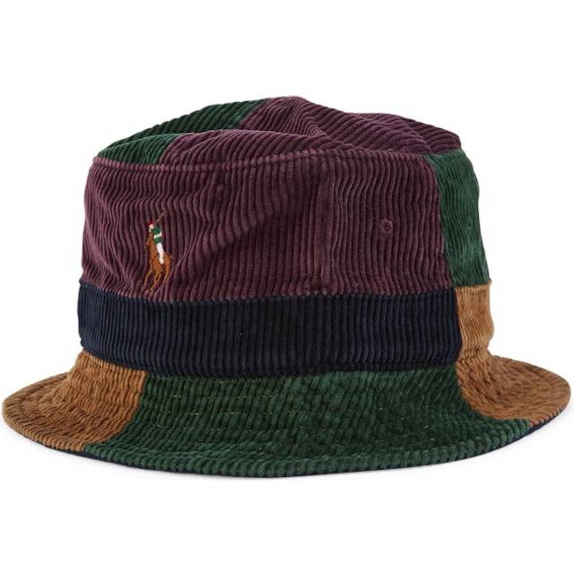 Polo ralph lauren multicoloured patch corduroy cord bucket hat l/xl 61cm