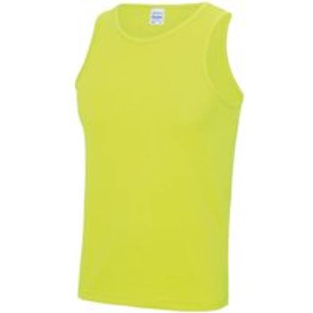 (2XL, Electric Yellow) Just Cool Mens Sports Gym Plain Tank / Vest Top