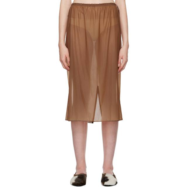 Carven Brown Sheer Midi Skirt - Stocking - FR 42