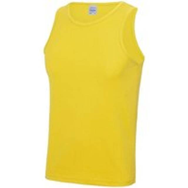 (XL, Sun Yellow) Just Cool Mens Sports Gym Plain Tank / Vest Top