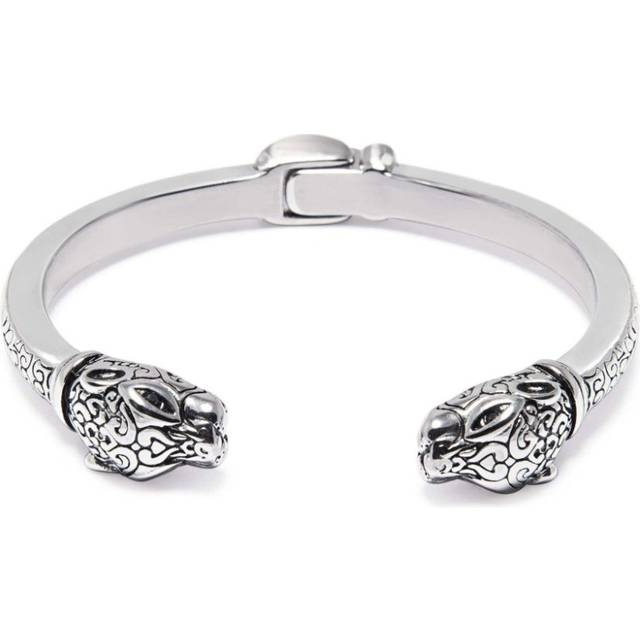 Nialaya Jewelry - panther engraved bangle bracelet - men - stainless steel - XXL - Silver
