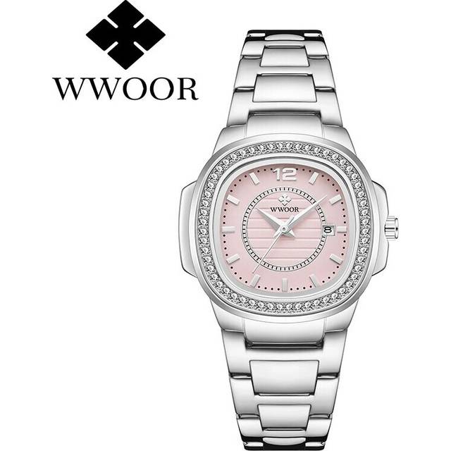 (pink) Japanese Quartz Movement WWOOR Brand Pink Ladies   Watches Famous Luxury