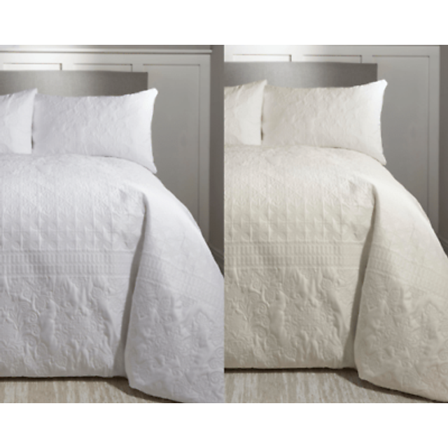 'Avery Stripe' Pinsonic Soft Touch Duvet Cover Set - Natural - Double