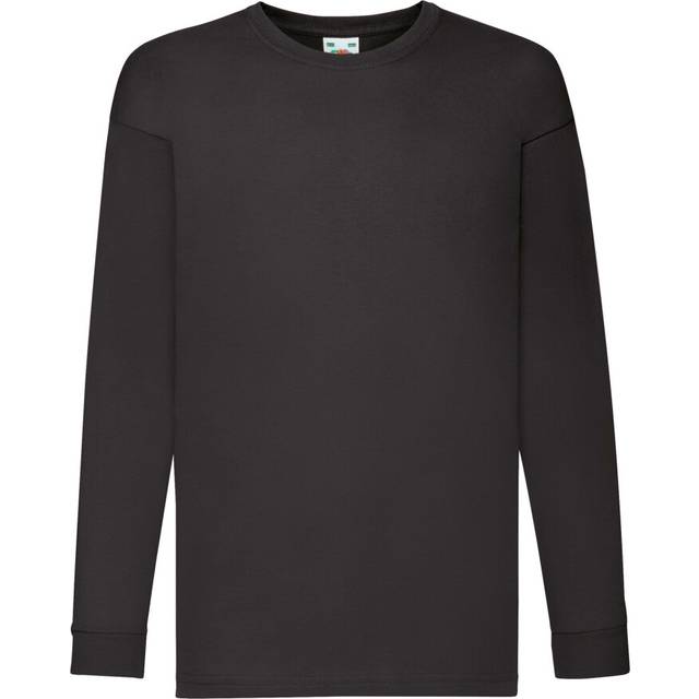 (14-15 Years, Black) Fruit of the Loom Childrens/Kids Valueweight Plain Long-Sleeved T-Shirt