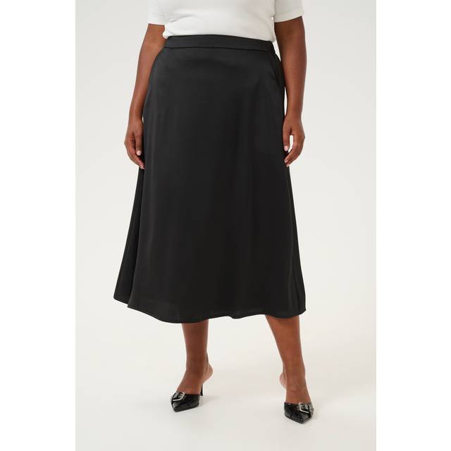 Kaffe Curve, Midi Skirts, female, Black, 3XL, Simple Black Deep Skirt