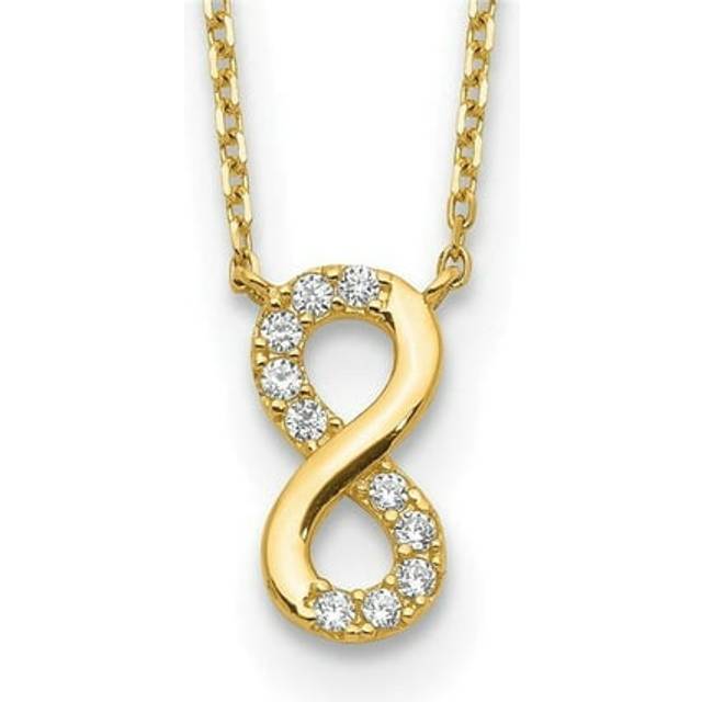 Quality Gold SF2765-18 14K Yellow Gold Infinity Symbol CZ with 2 in. Extension Necklace