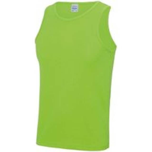 (2XL, Electric Green) Just Cool Mens Sports Gym Plain Tank / Vest Top