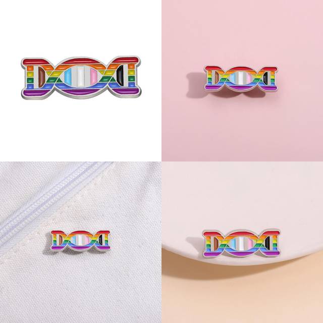 Creative Cartoon Dna Helix Metal Badge Colorful Genetic Chain Brooch For Fashion Accessories