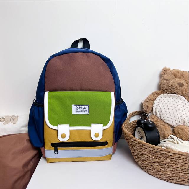(Brown Large) Korean Adorable Style Kids Backpack With Trendy Letter Design And Air Cushion Support For Comfort
