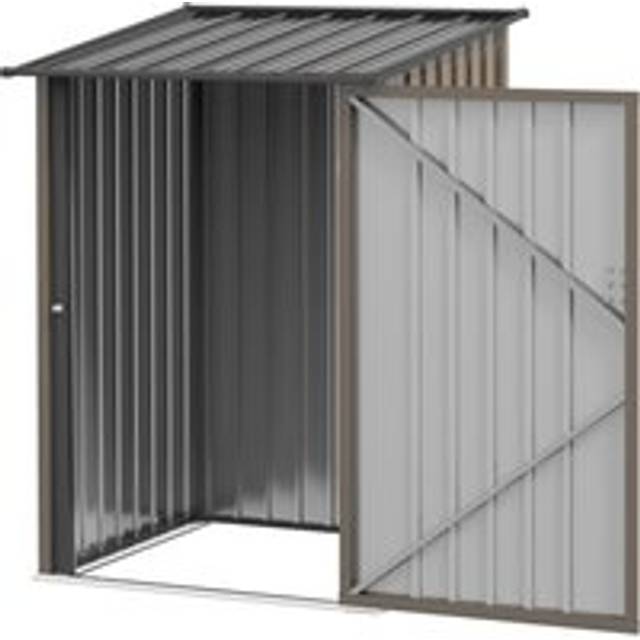 Outsunny 3.3ft x 3.4ft Lean to Garden Shed, Metal Outdoor Storage Shed w/ Single Lockable Door, Tool Storage Shed for Garden, Patio, Brown Aosom UK