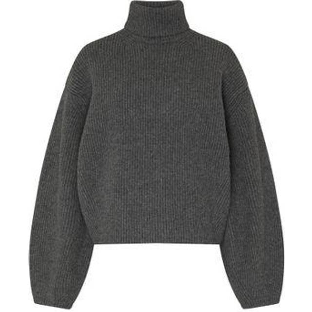 TOTEME Gray Ribbed Turtleneck - GREY MELANGE 074 - XXS