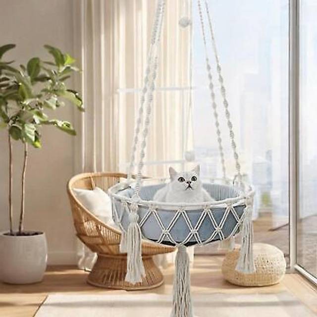 Cat hammock bed indoor outdoor pet cage hammock for basking climbing playing