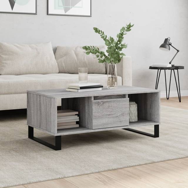 Aldrik Coffee Table with Storage - Grey Sonoma (90cm W X 50cm D)