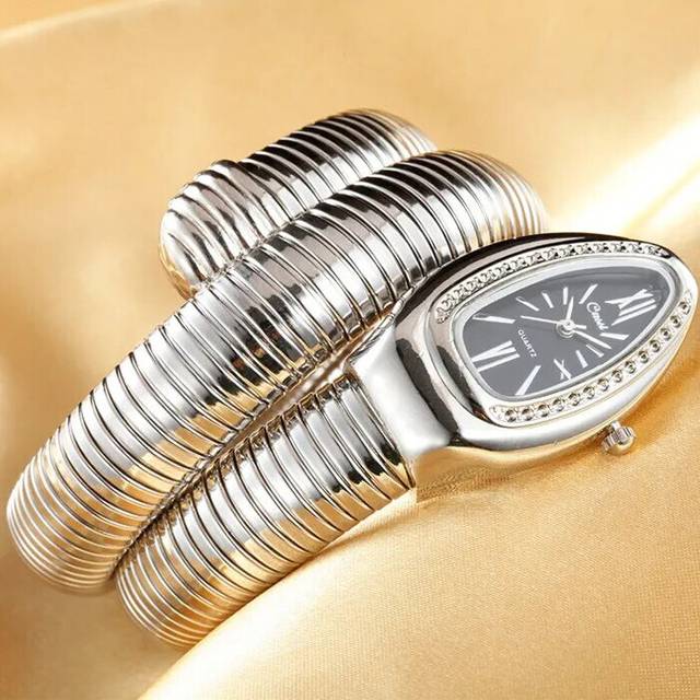 (Silver) 2021 Relogio Feminino Luxury Silver Snake Watches Women Fashion Quartz