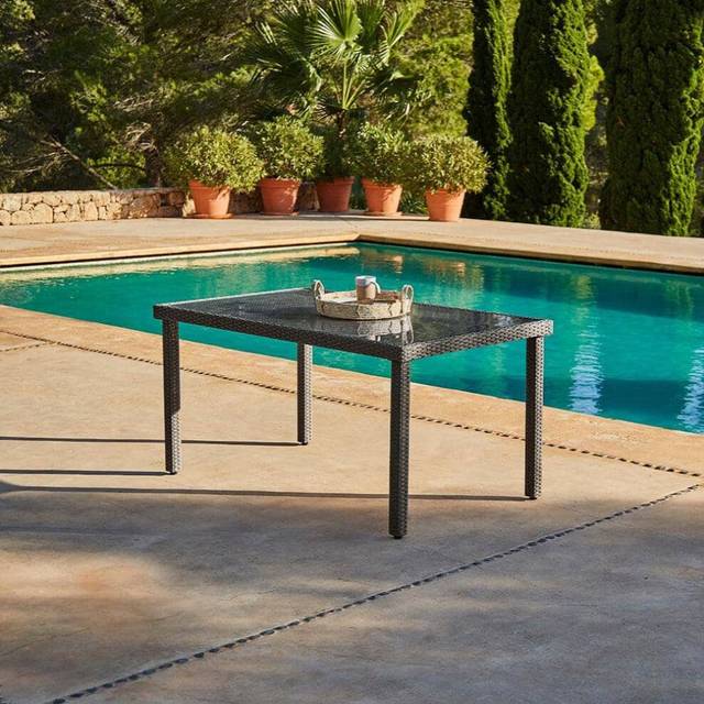 Ahmid Outdoor Dining Set with Cushions and Parasol - Grey (H74 x L150 x W90cm)
